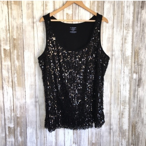 Lane Bryant Tops - Lane Bryant Black Long Sequin Tank